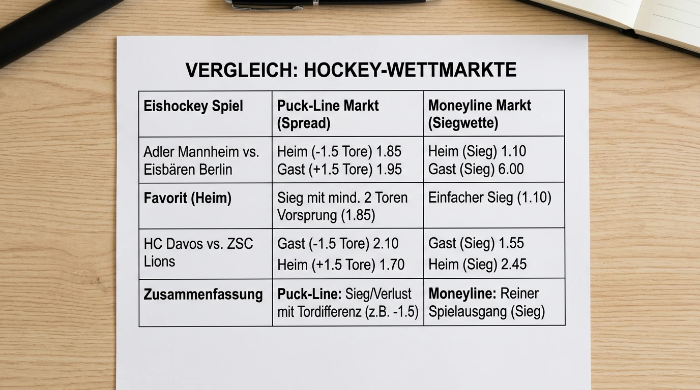 Puck-Line versus Moneyline beim Eishockey: wann welche Wettform den besseren Wettwert bei Live-Märkten bietet