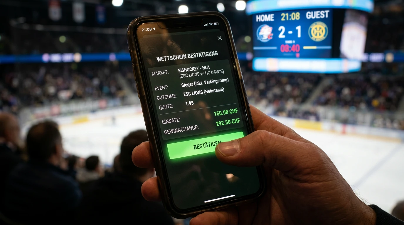 Live-Wettschein beim Eishockey platzieren – Einsatz eingeben, Quote bestätigen und Timing verstehen