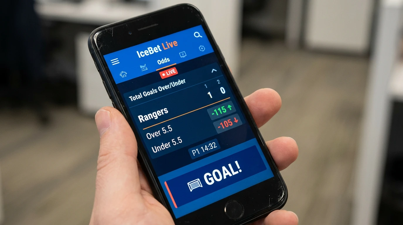 Live Over/Under Linienveränderung beim Eishockey-Wetten nach einem Tor im ersten Drittel