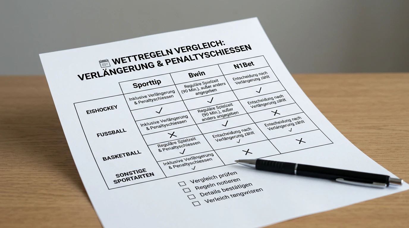 Vergleich Wettanbieter Overtime-Abrechnungsregeln Eishockey — Regelübersicht Schweizer und internationale Buchmacher
