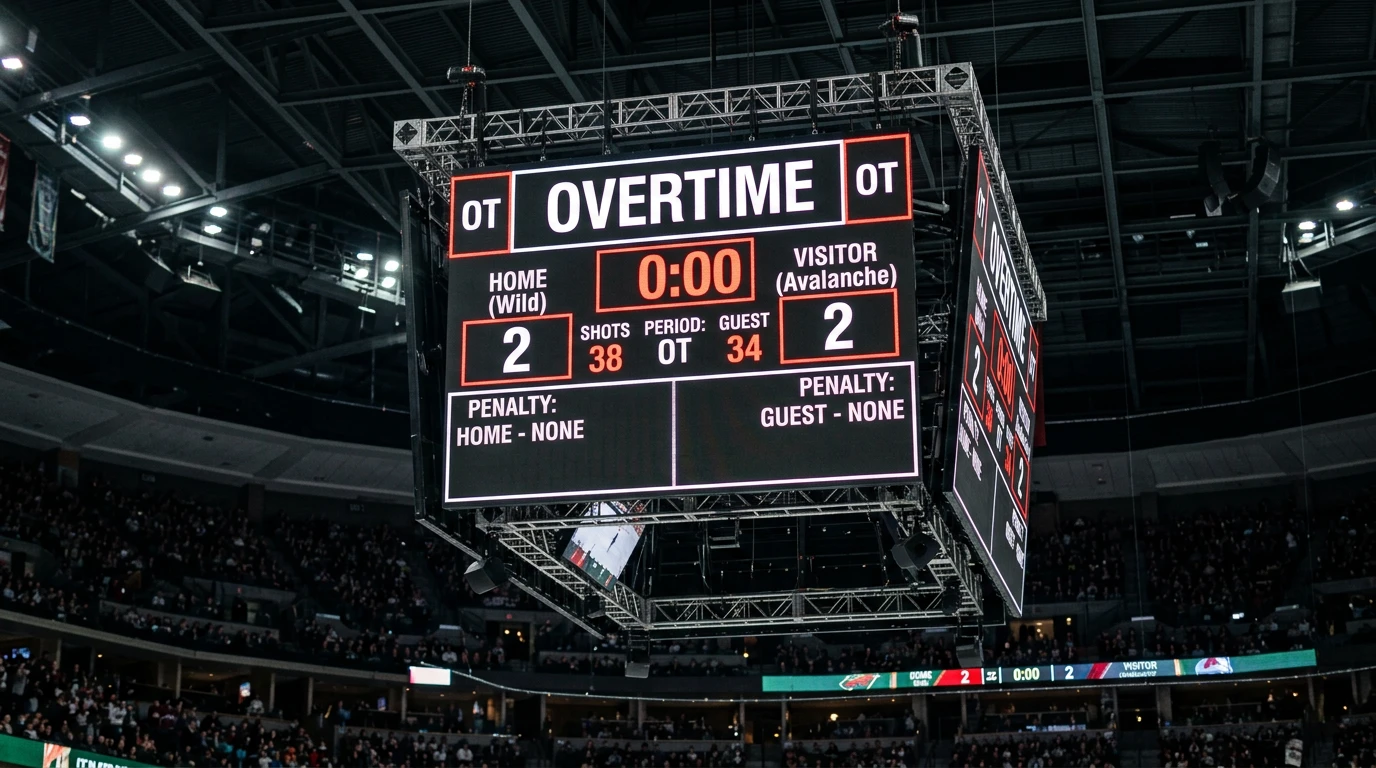 Eishockey Verlängerung Wette Abrechnung — Anzeigetafel zeigt OT-Stand beim Eishockeyspiel