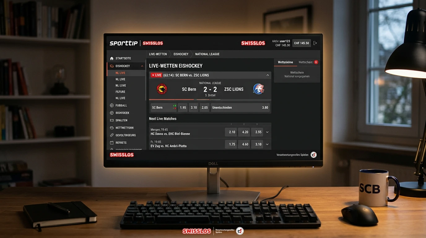 Sporttip Swisslos Plattform für Eishockey Live Wetten – National League und IIHF WM im Schweizer Angebot