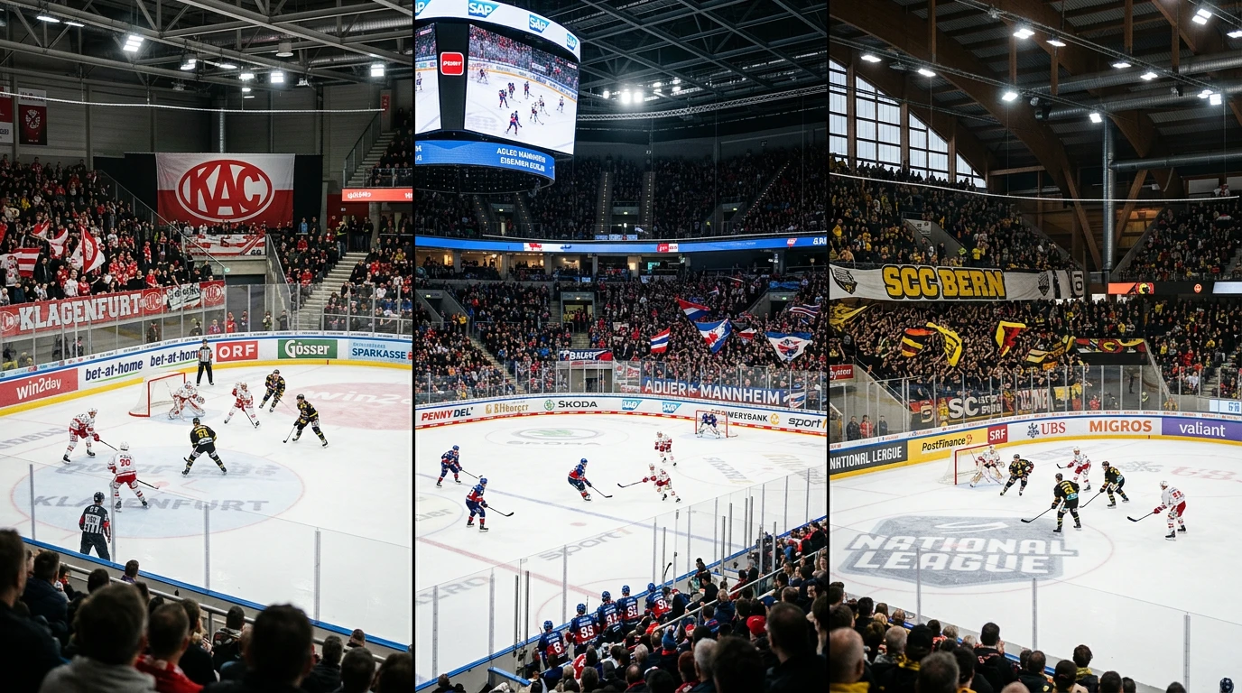 Ligavergleich Erste Bank Liga DEL und National League für Schweizer Eishockey-Wetter