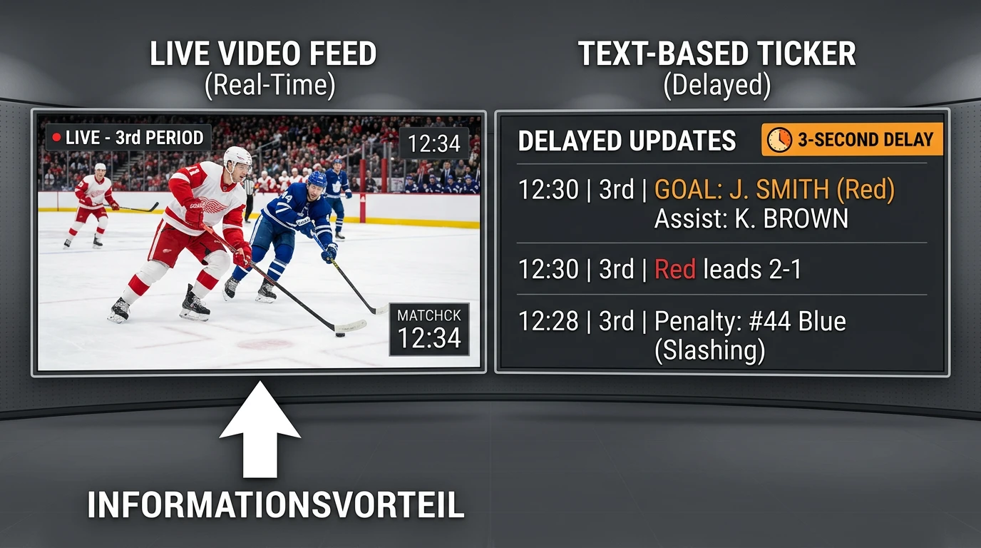 Vorteil des integrierten Live-Streams beim Eishockey Live Wetten gegenüber reinem Live-Ticker für Sportwetter