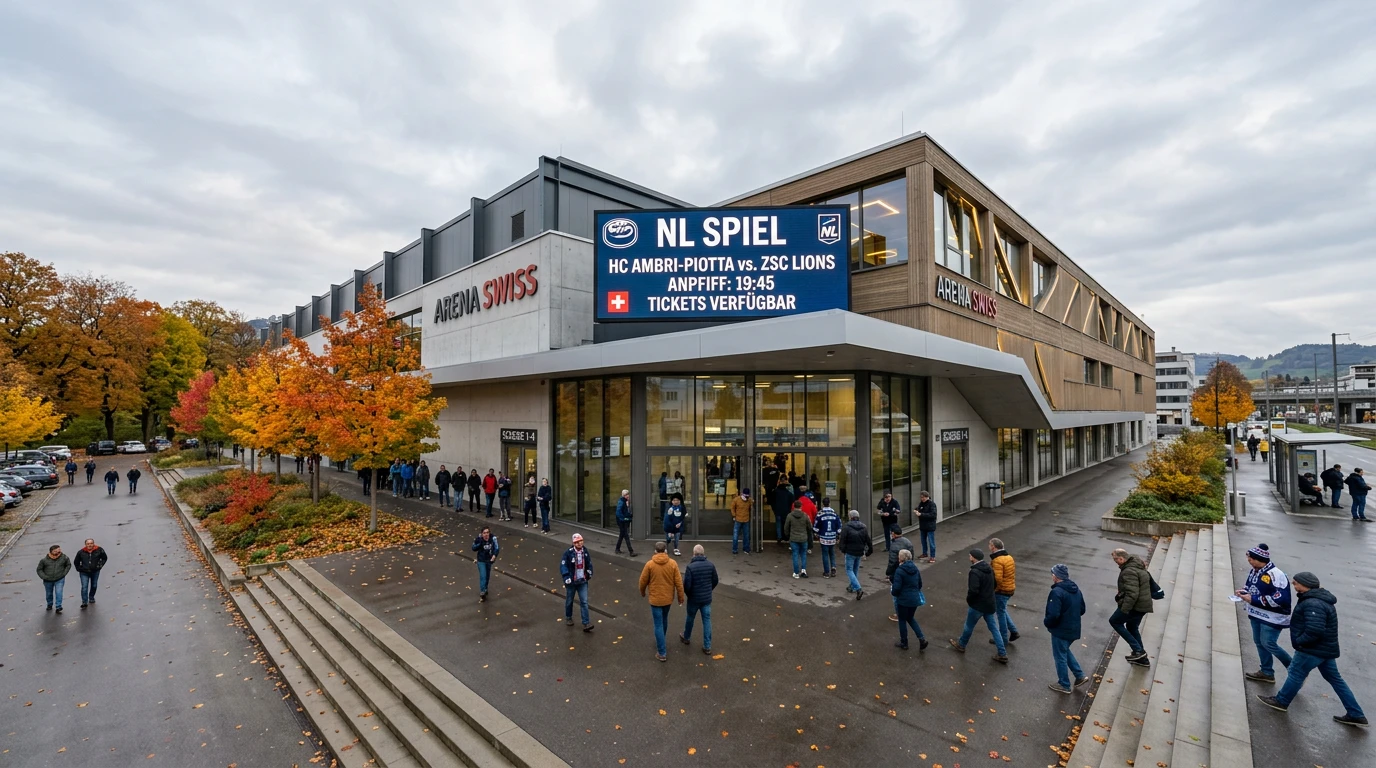 National League Eishockey Liga Überblick — Eishockeystadion in der Schweiz mit Zuschauern beim NL-Spiel