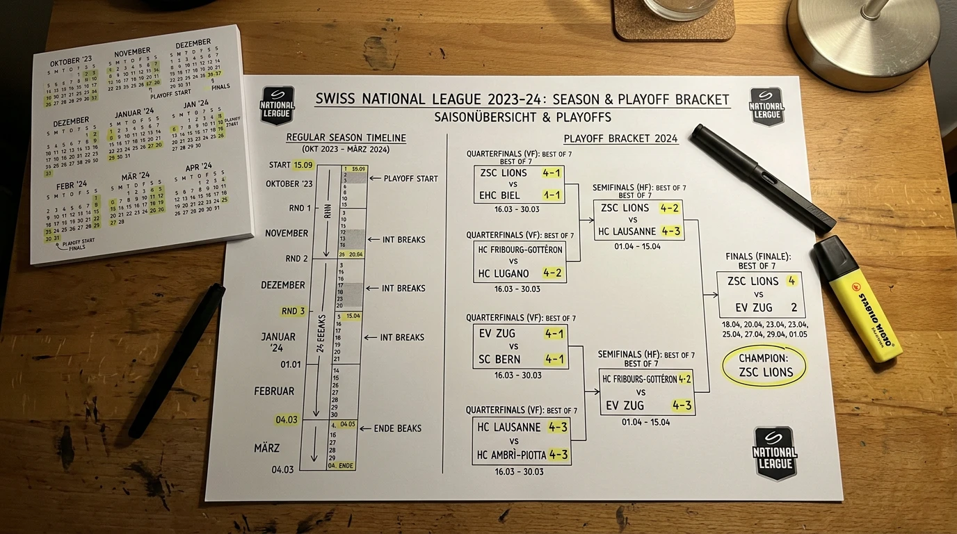 National League Saisonwetten Eishockey — Playoff-Bracket und Saisonkalender der Schweizer Eishockey-Liga