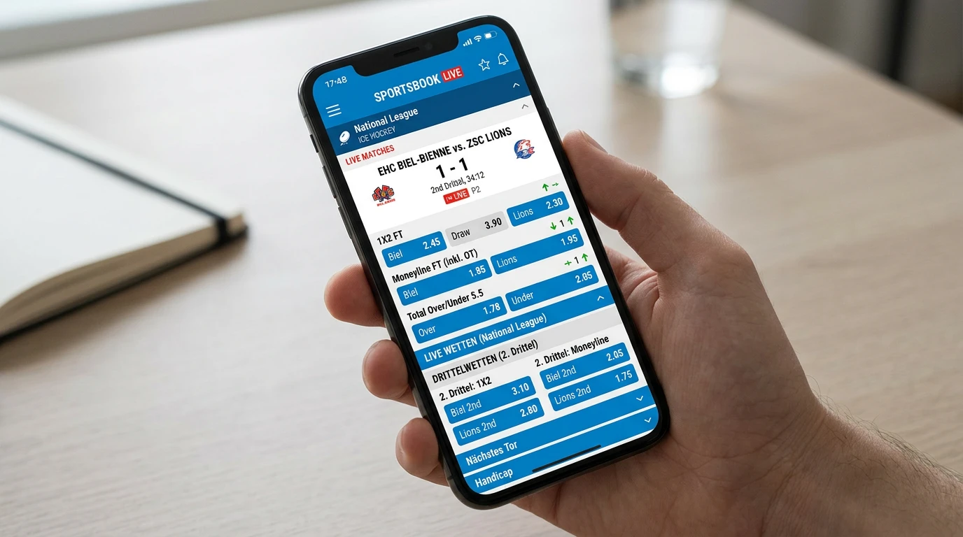 Sporttip National League Live Wetten Angebot — Schweizer Wettplattform Eishockey Live-Märkte Übersicht