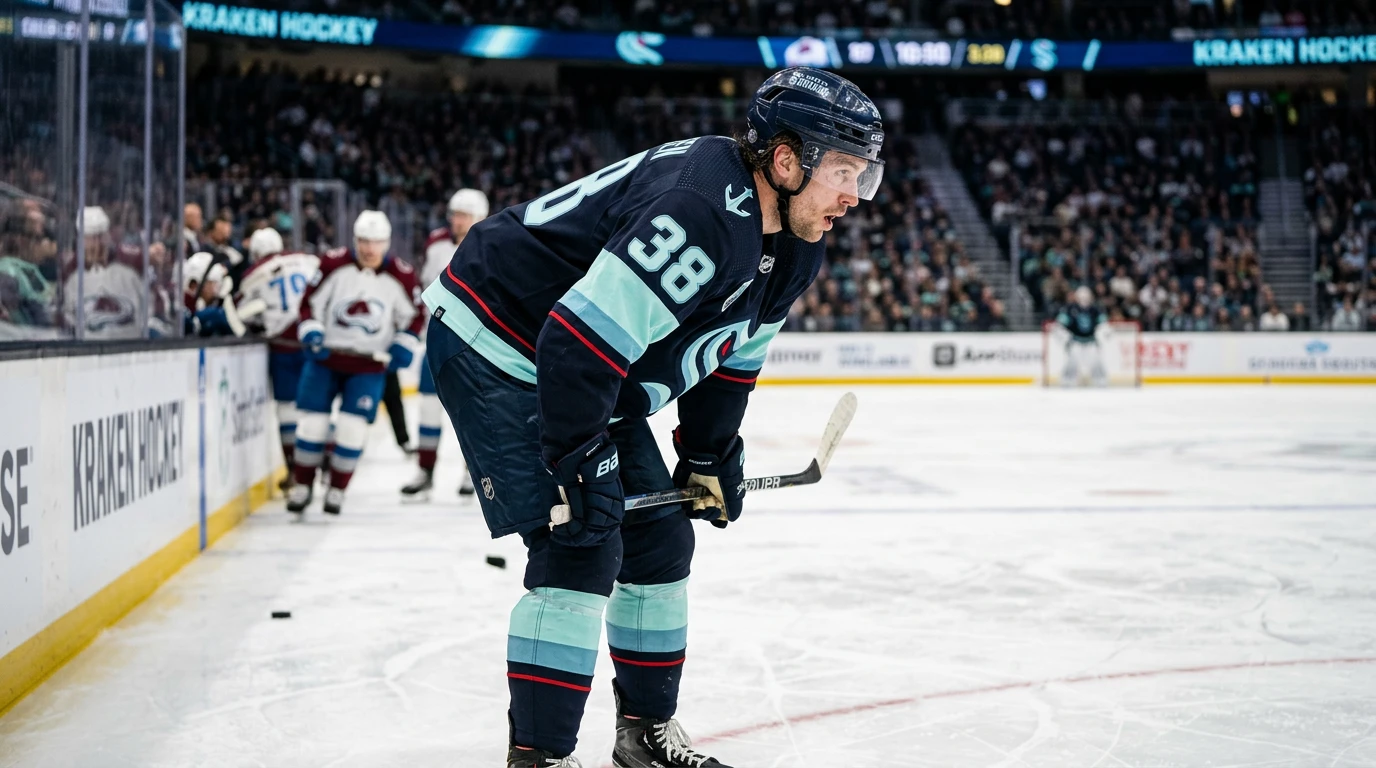 NHL Back-to-Back Games Wetten Analyse — Eishockey-Spieler mit Müdigkeitszeichen im zweiten Spiel an zwei Tagen