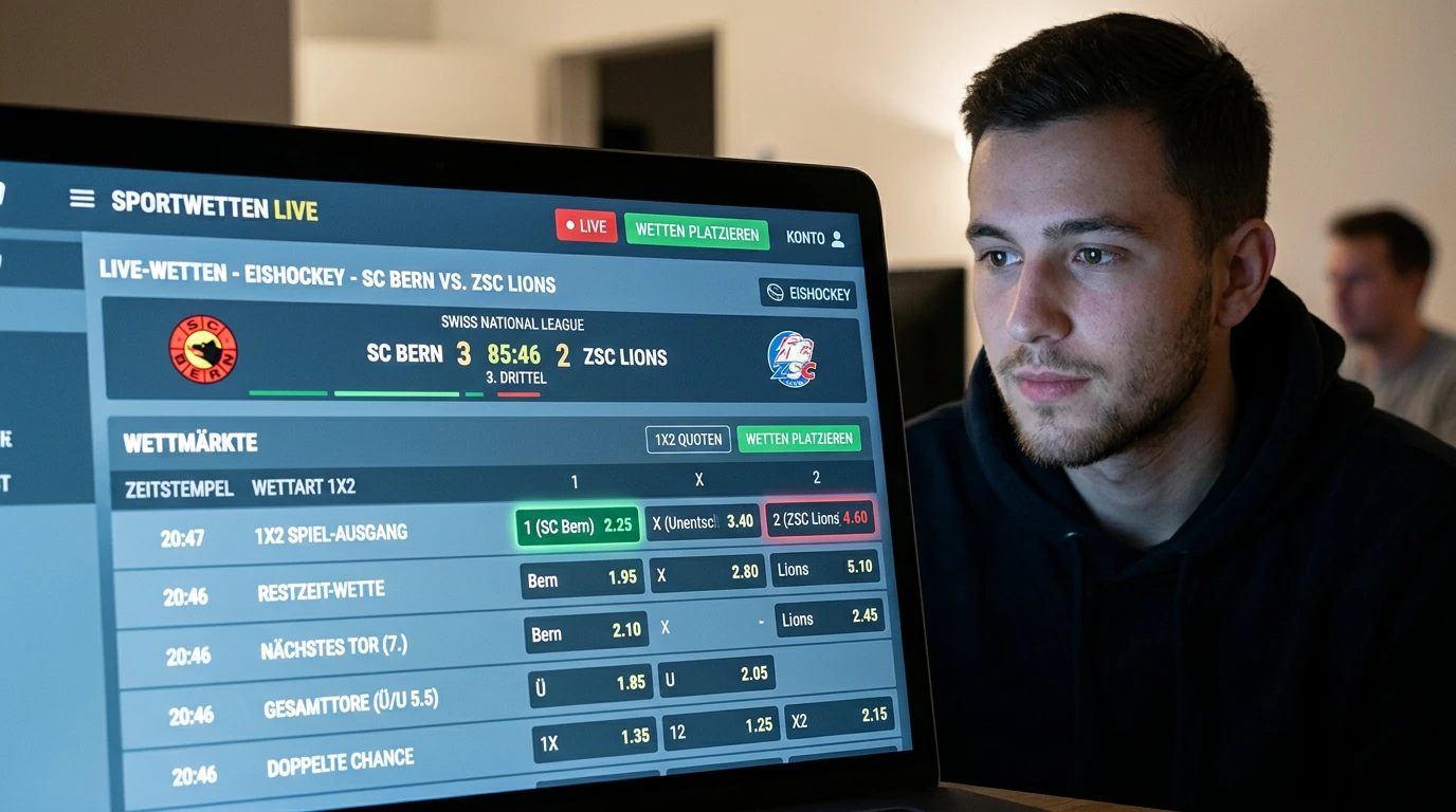 SC Bern Live-Wettmärkte — Next Goal Over Under und Drittelwetten bei NL-Spielen