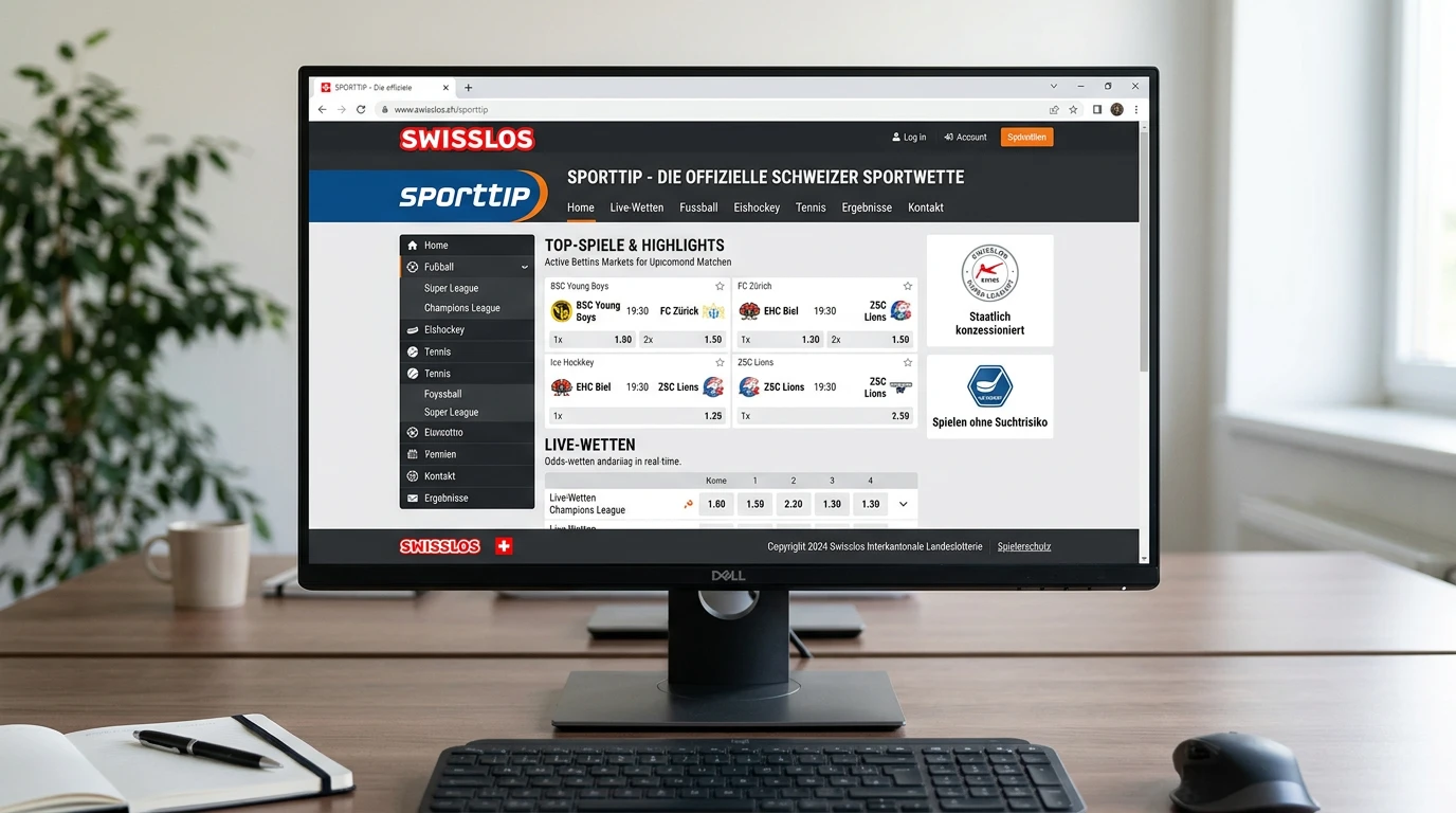 Sporttip-Plattform für Eishockey Live Wetten: Benutzeroberfläche und Wettangebot des offiziellen Schweizer Anbieters