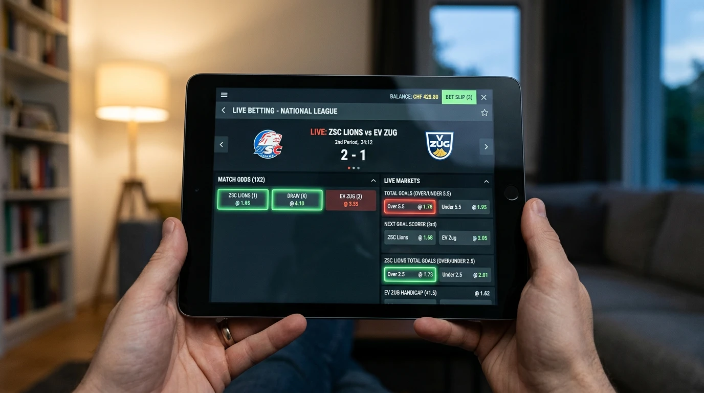 ZSC Lions Live-Wettmärkte — Over Under Next Goal und Drittelwetten bei NL-Spielen